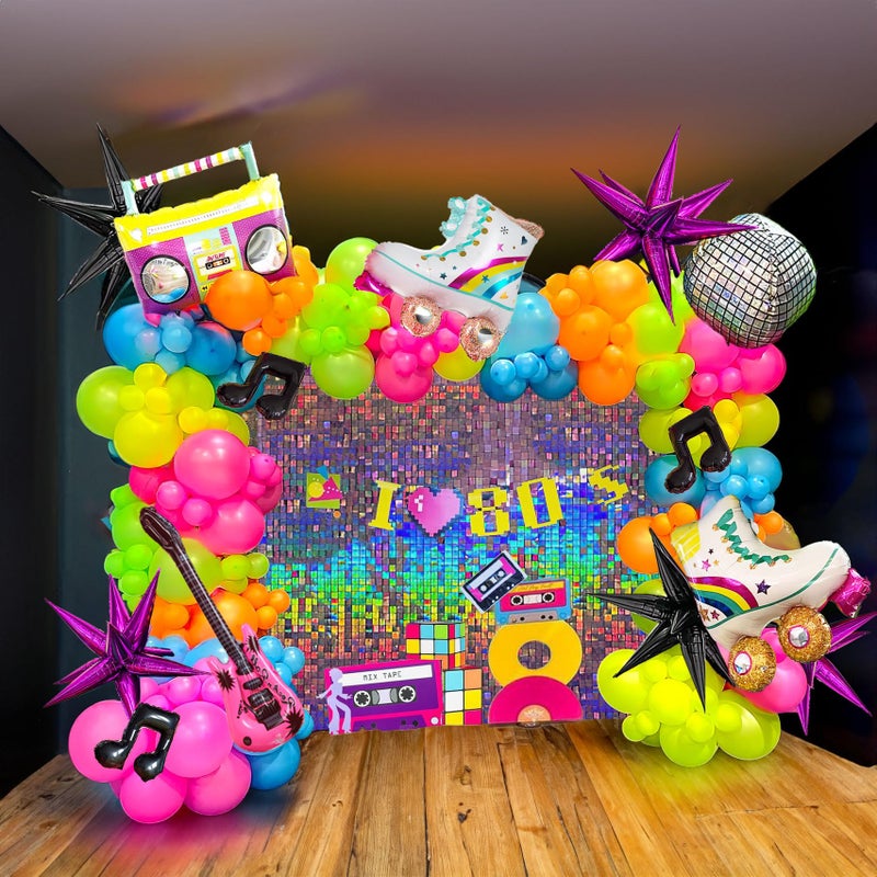 yeewaka 80S Music Theme Balloon Garland arch kit 160pcs with guitar disco ball musical note mylar balloon for back to 80s 90s disco Birthday party graduation prom 2025 grad decorations - Image 1