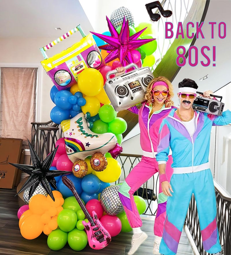 yeewaka 80S Music Theme Balloon Garland arch kit 160pcs with guitar disco ball musical note mylar balloon for back to 80s 90s disco Birthday party graduation prom 2025 grad decorations - Image 2