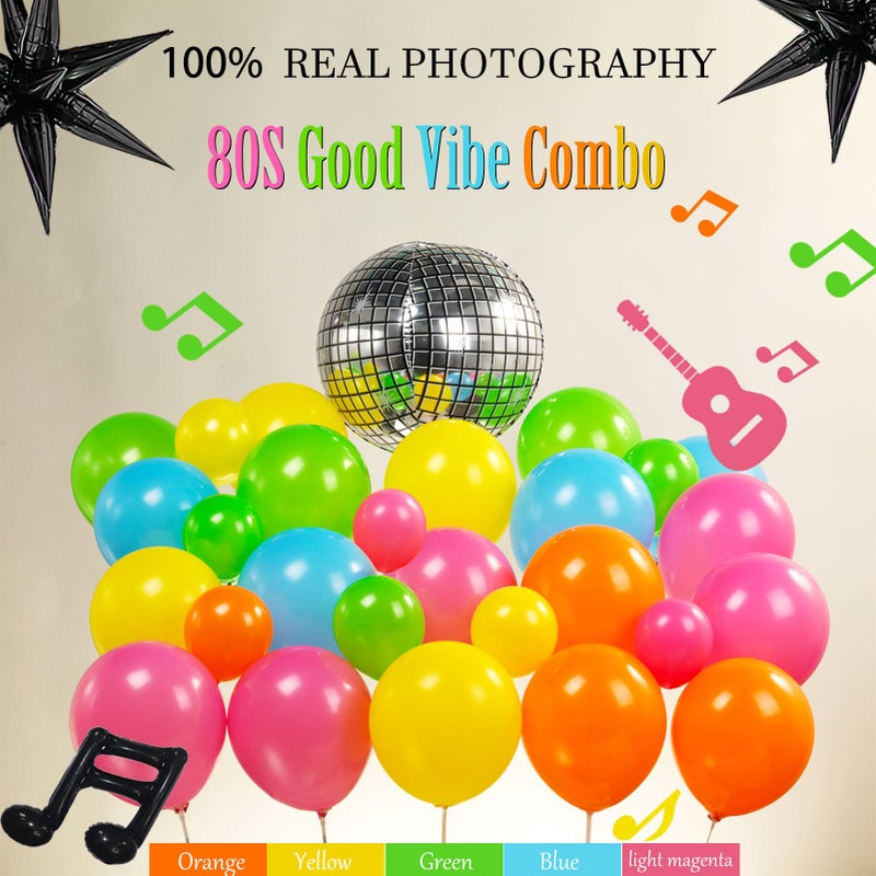 yeewaka 80S Music Theme Balloon Garland arch kit 160pcs with guitar disco ball musical note mylar balloon for back to 80s 90s disco Birthday party graduation prom 2025 grad decorations - Image 3