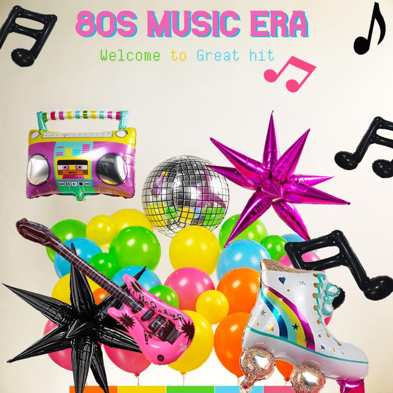 yeewaka 80S Music Theme Balloon Garland arch kit 160pcs with guitar disco ball musical note mylar balloon for back to 80s 90s disco Birthday party graduation prom 2025 grad decorations - Image 4