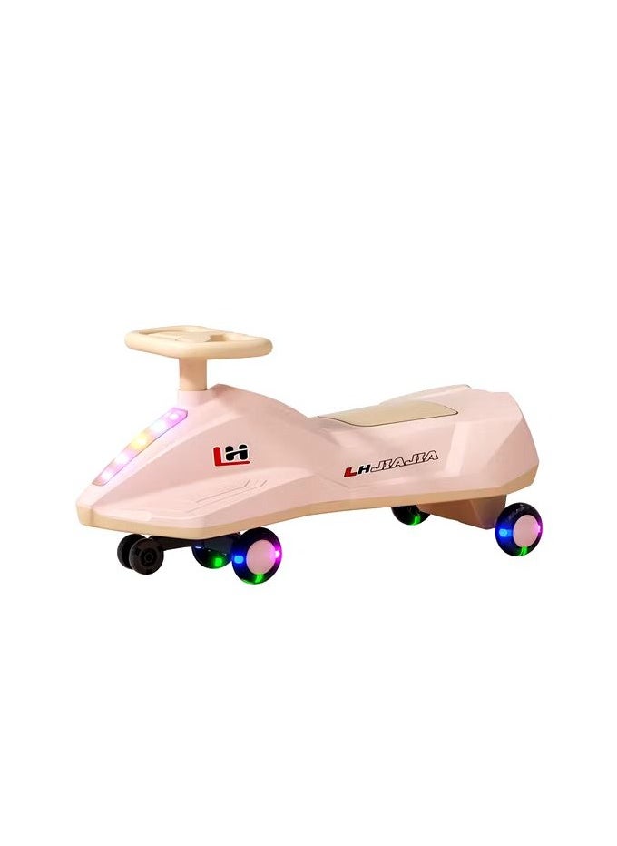 Cute ninos - Innovative Design Kids Swing Car - Light Up with Music (Pink) - Image 1