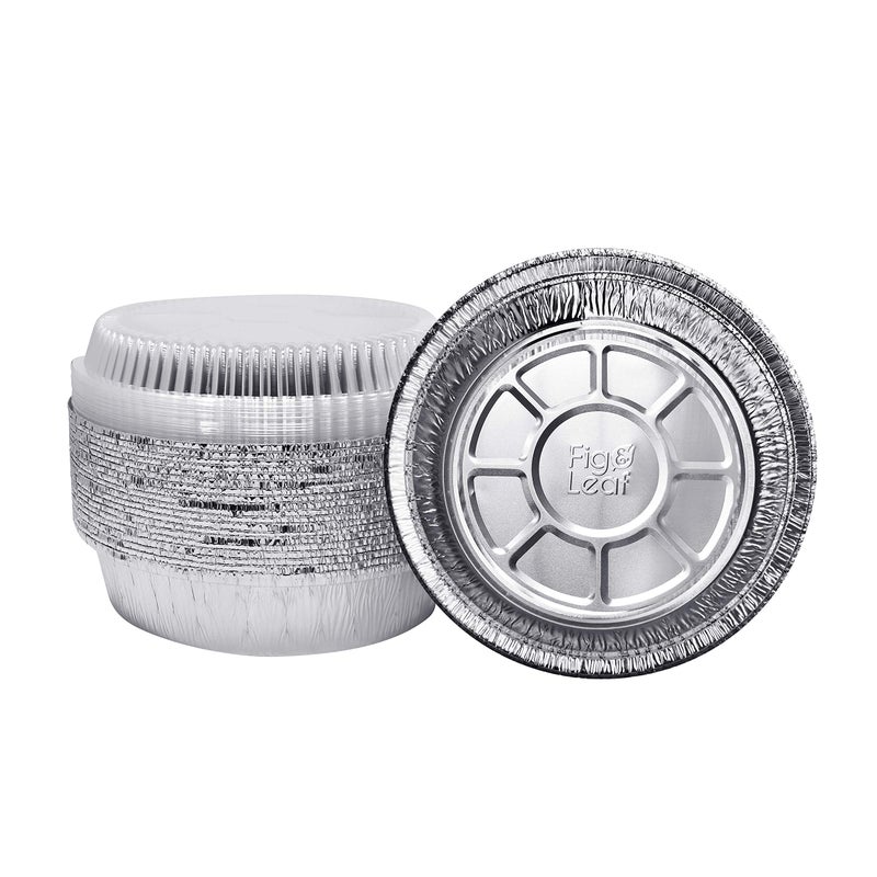 40 Pack Premium 8Inch Round Foil Pans with Plastic Dome Lids l Heavy Duty l Disposable Aluminum Tin for Roasting Baking or Cooking