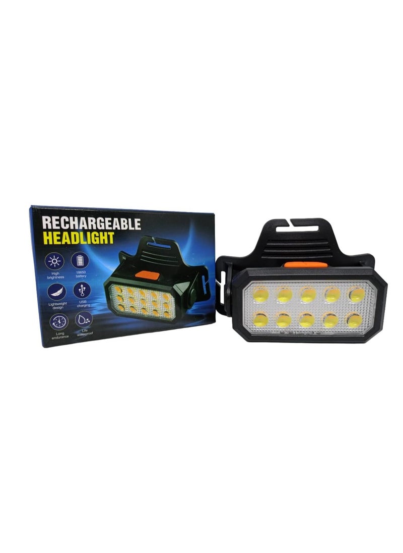 Generic USB Rechargeable LED Headlamp with 6 Modes for Bike Camping Hiking Fishing Emergency with 2 Bulbs (White-Yellow)  - Image 2