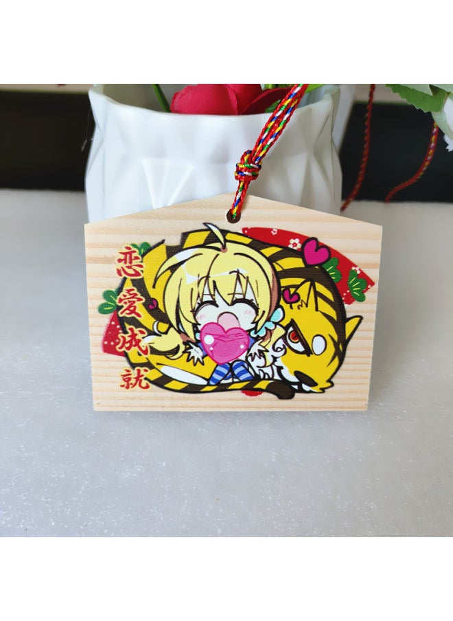 Animation Two-dimensional Thousands Of Love Flowers Wish Card Royal Guard Wish Card Solid Wood Card Listed In Japan Painted Horse Wood Card Cong Rain-Color:5—rena A (size 9*7cm) 10 Pieces  - Image 1