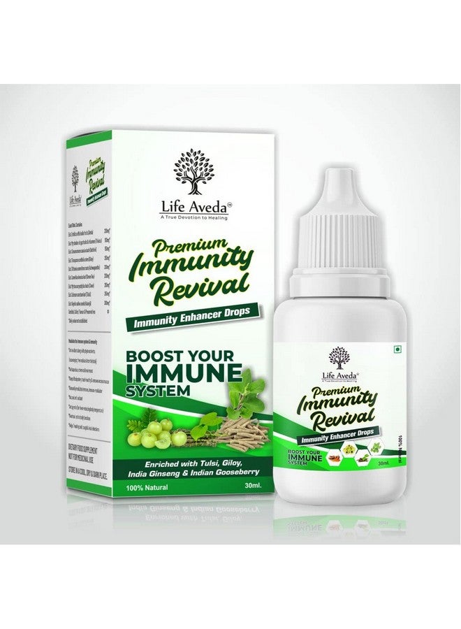 Life Aveda Immnunity Revival Drop (30 ml) | Contains Tulsi, Giloy, Indian Ginseng & Gooseberry | Promotes overall well-being - Image 1