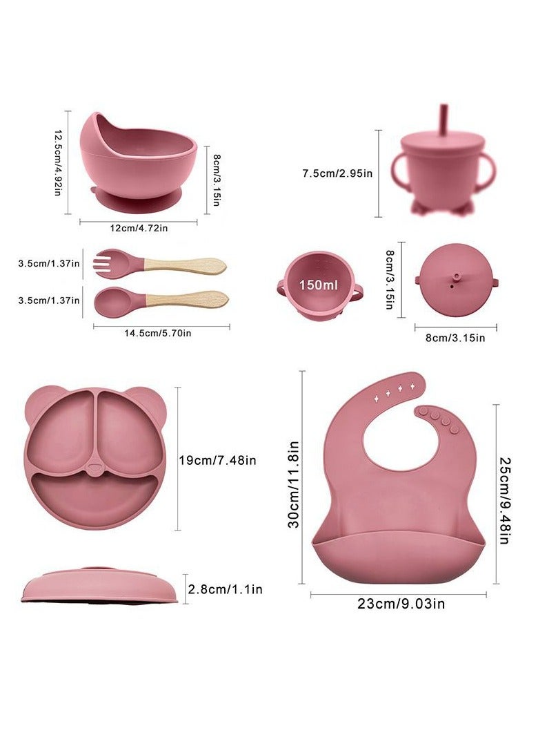 6-piece dark pink silicone food set - Image 2