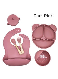 Generic 6-piece dark pink silicone food set  - Image 1