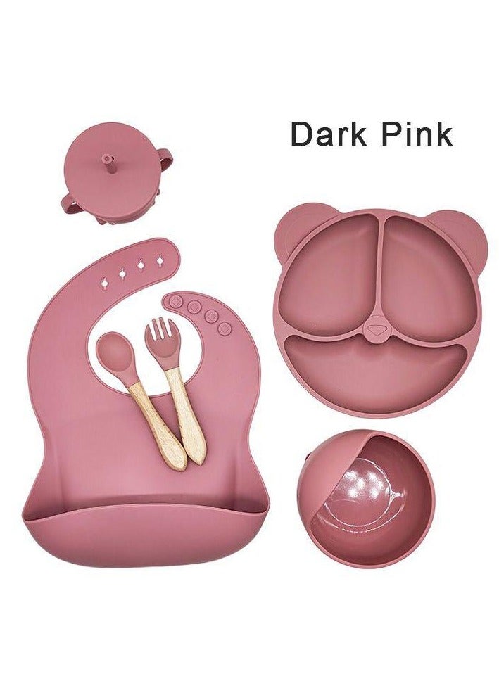 6-piece dark pink silicone food set - Image 1