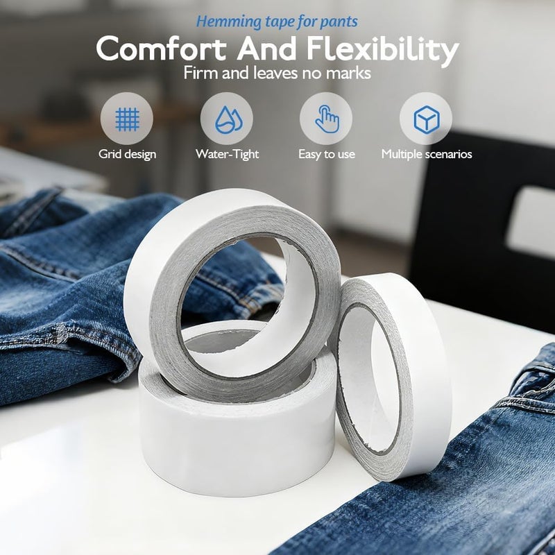 SYOSI No Sew Hemming Tape, Iron on Fabric Adhesive for Pants Curtains Jeans, Double Sided Stitch Witchery for Clothing Hem DIY, Mixed Sizes 0.4/0.8/1.2 Inch x 8.8 m (28.8 ft), 3 Rolls - Image 4