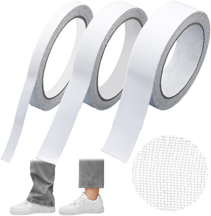 SYOSI No Sew Hemming Tape, Iron on Fabric Adhesive for Pants Curtains Jeans, Double Sided Stitch Witchery for Clothing Hem DIY, Mixed Sizes 0.4/0.8/1.2 Inch x 8.8 m (28.8 ft), 3 Rolls - Image 1