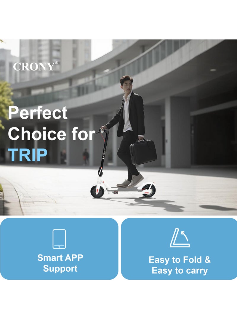 Crony - W563 Fast E-Scooter For Kids/Teens, Up To 45kilo/H, 250w Motor, 36v 7.8ah Battery, App Controlled Lightweight Foldable With Led Headlights High-Speed Electric Scooter, Anti-Slip Deep-Tread Rubber Tires, Rear Disc Brake, 100kg Max Load, Smart Scooter With App Connectivity, Portable Aluminum Frame For Adults, Heavy-Duty, Travel-Ready Design – White - Image 1