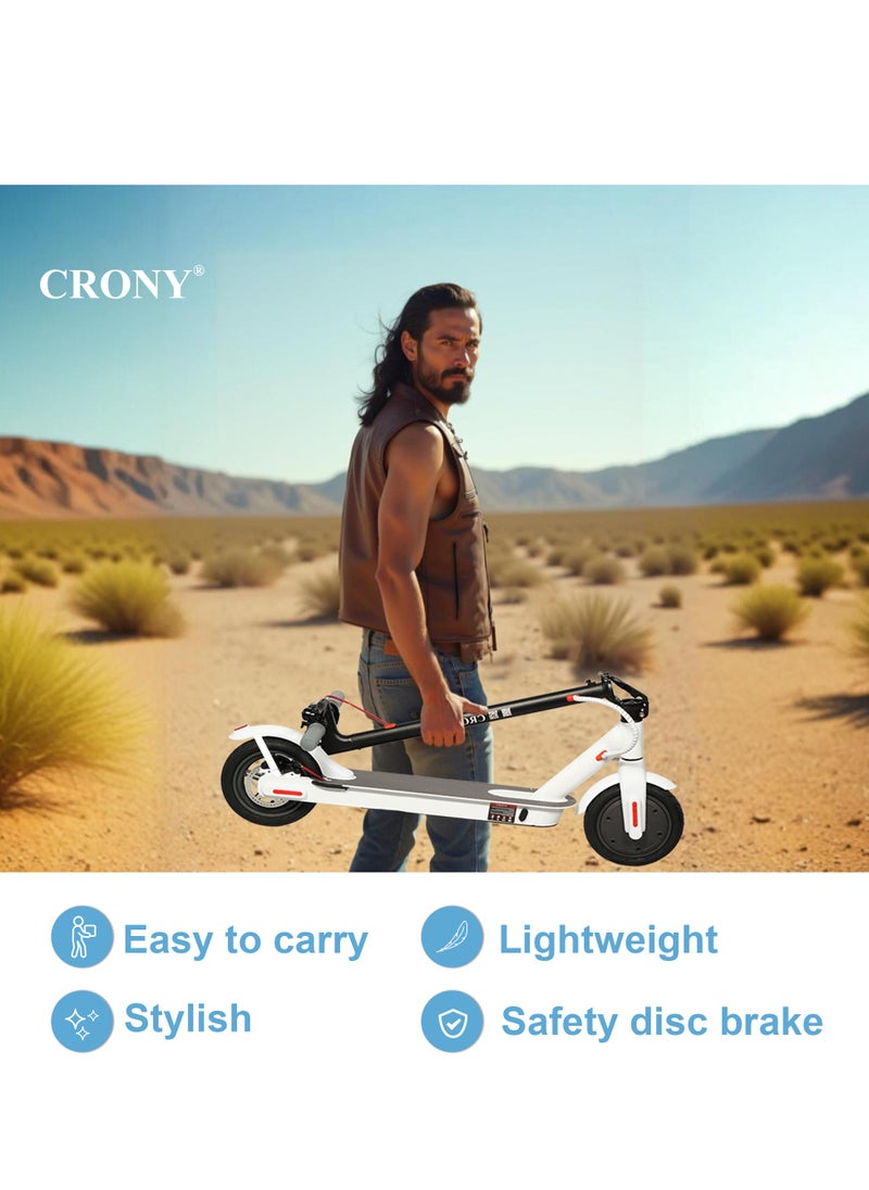 Crony - W563 Fast E-Scooter For Kids/Teens, Up To 45kilo/H, 250w Motor, 36v 7.8ah Battery, App Controlled Lightweight Foldable With Led Headlights High-Speed Electric Scooter, Anti-Slip Deep-Tread Rubber Tires, Rear Disc Brake, 100kg Max Load, Smart Scooter With App Connectivity, Portable Aluminum Frame For Adults, Heavy-Duty, Travel-Ready Design – White - Image 1