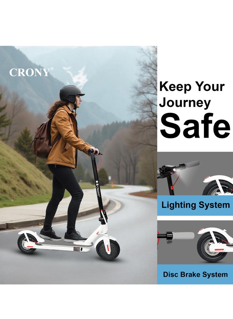 Crony - W563 Fast E-Scooter For Kids/Teens, Up To 45kilo/H, 250w Motor, 36v 7.8ah Battery, App Controlled Lightweight Foldable With Led Headlights High-Speed Electric Scooter, Anti-Slip Deep-Tread Rubber Tires, Rear Disc Brake, 100kg Max Load, Smart Scooter With App Connectivity, Portable Aluminum Frame For Adults, Heavy-Duty, Travel-Ready Design – White - Image 1