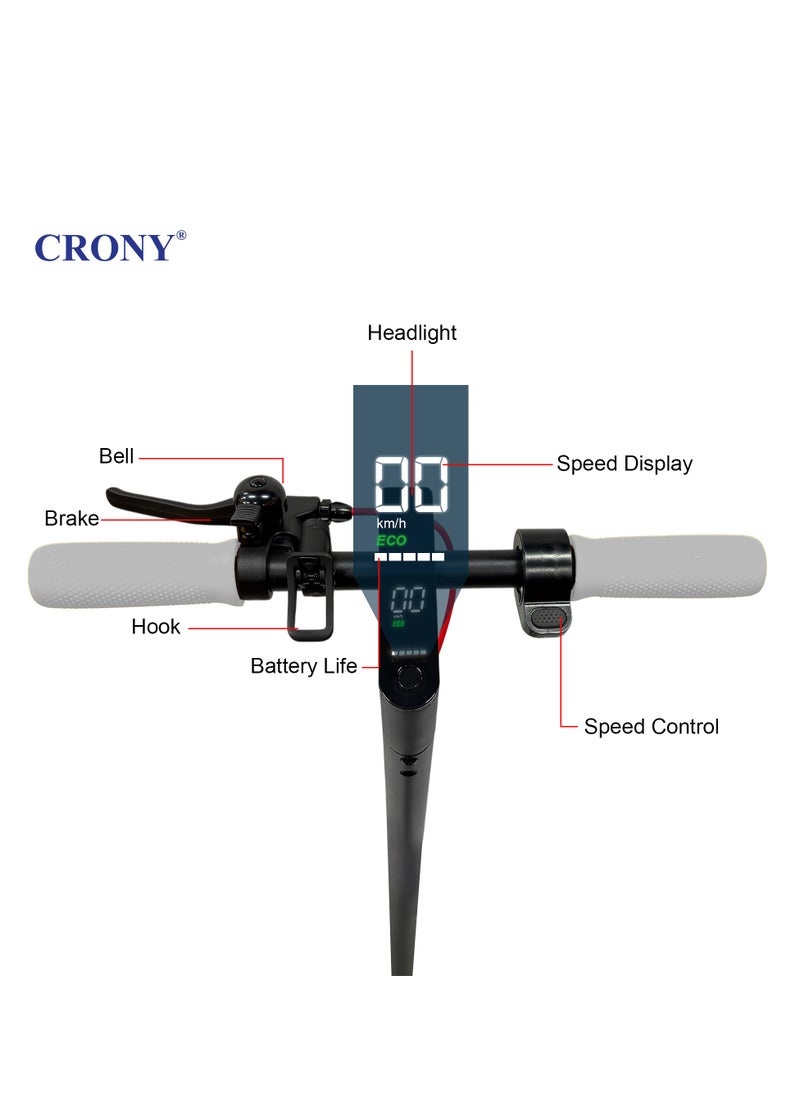 Crony - W563 Fast E-Scooter For Kids/Teens, Up To 45kilo/H, 250w Motor, 36v 7.8ah Battery, App Controlled Lightweight Foldable With Led Headlights High-Speed Electric Scooter, Anti-Slip Deep-Tread Rubber Tires, Rear Disc Brake, 100kg Max Load, Smart Scooter With App Connectivity, Portable Aluminum Frame For Adults, Heavy-Duty, Travel-Ready Design – White - Image 1