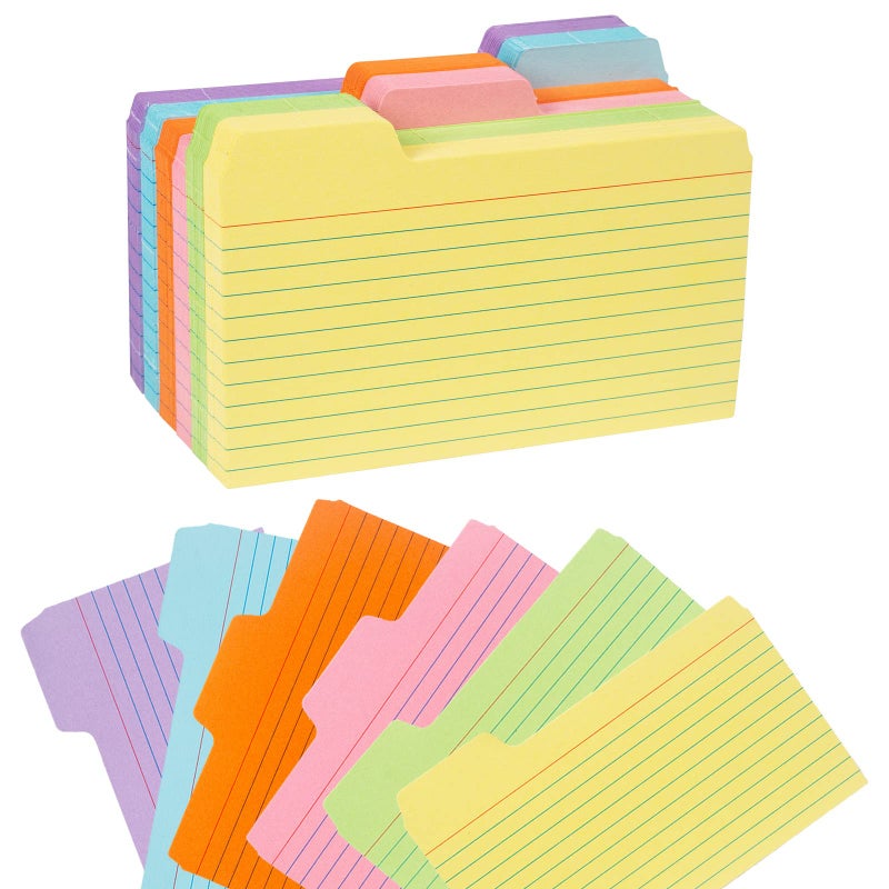 Koogel 252 PCS Tabbed Index Cards, Colorful 3 x 5 Inch Flash Card Dividers Cards Ruled Notecards with Tab for Learning Note Taking To Do List - Image 1