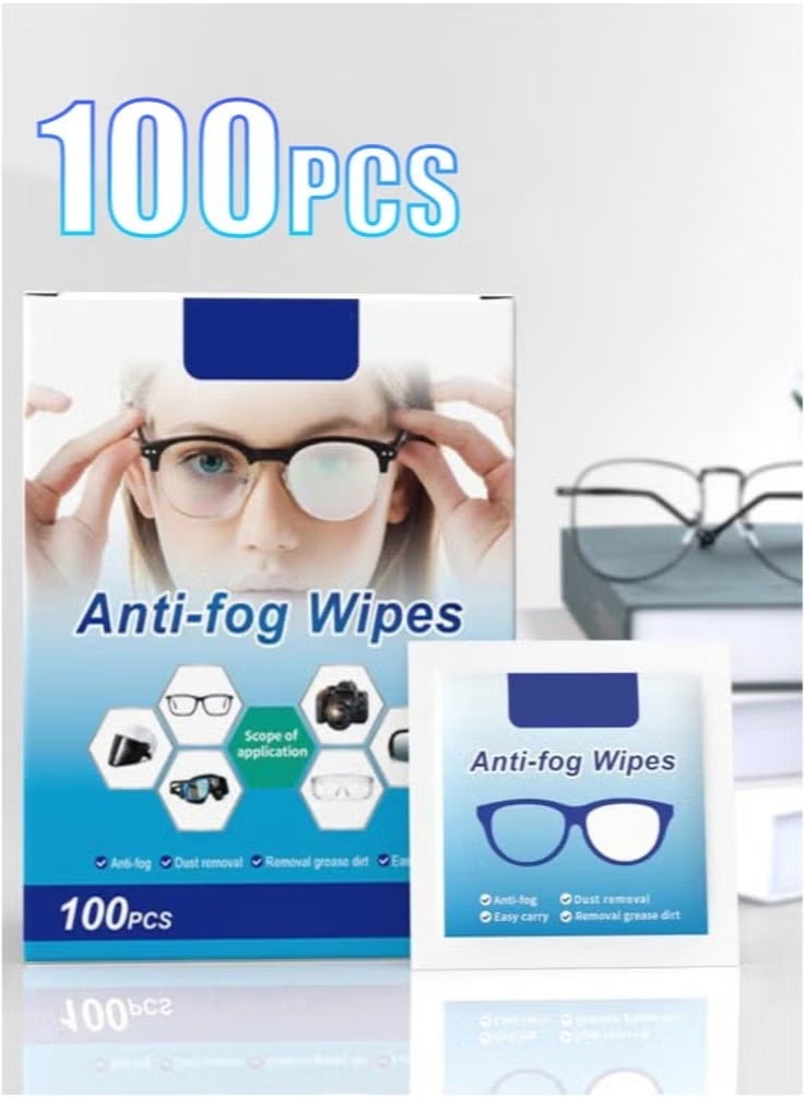 Anti-Fog Wipes 100pcs - Prevents Fogging & Cleans Lenses, Microscopes, Screens - Individually Wrapped - Image 1