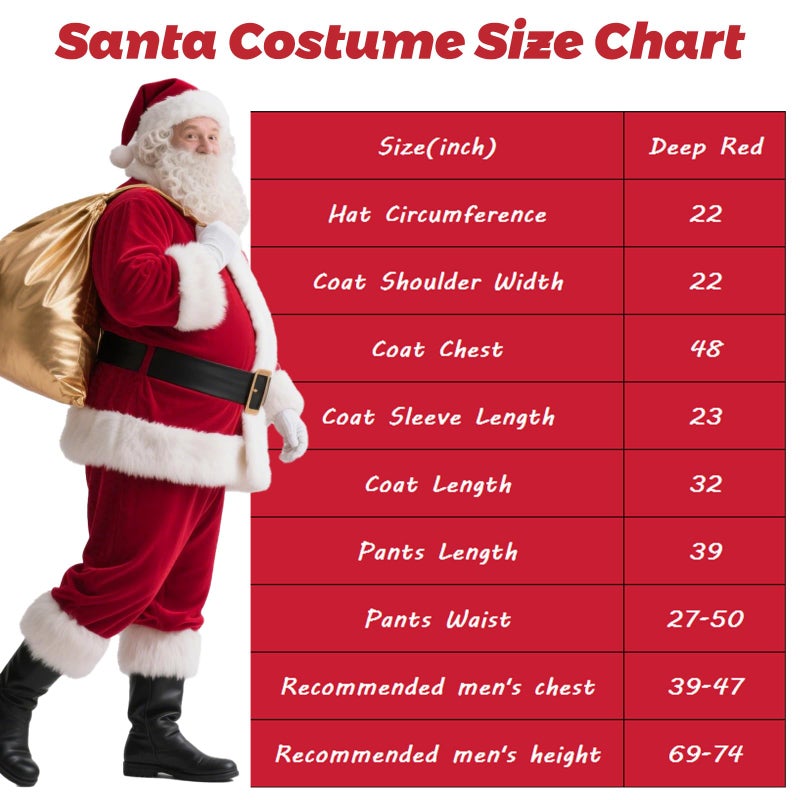 UDYR Santa Claus Costume for Men - 9PC Santa Suit Adults Men, Velvet Santa Outfit for Christmas Parties, Family Photos & Events (Dark Red) - Image 4