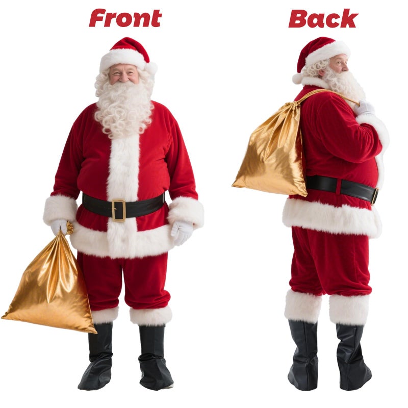 UDYR Santa Claus Costume for Men - 9PC Santa Suit Adults Men, Velvet Santa Outfit for Christmas Parties, Family Photos & Events (Dark Red) - Image 5