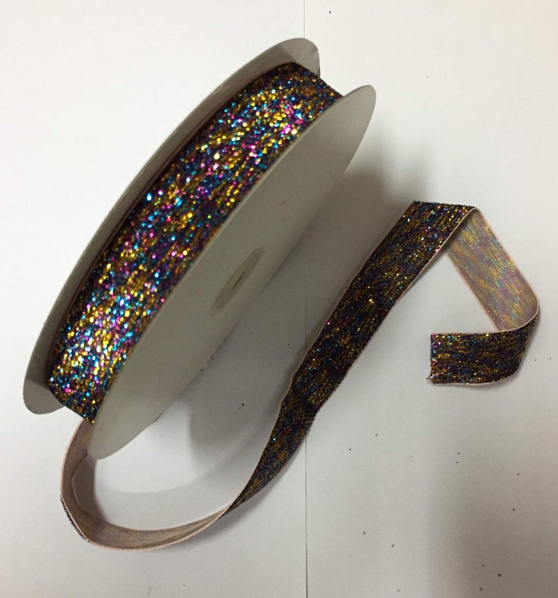 OMX Roll of Multicolor Sparkle Glitter Ribbon Patti (18 Meters) (Border) with 2.5cm Width, Saree Border, Party Decoration, Craftwork - Image 5
