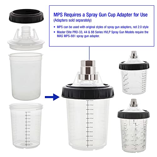 Master Airbrush Master Paint System 3 Cup Size 6 oz, 20 oz, 27 oz Variety Pack Set, MPS Disposable Paint Spray Gun Cup Liners and Lid System, 6 Pack Kit of Each Size, Lids with Strainers, Hard Cups, Retainer Rings - Image 4