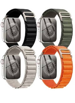 4 Pack Alpine Loop Nylon Band Compatible with Apple Watch Band 42mm 44mm 45mm 49mm Women Men,Adjustable Metal G-Hook Strap for iWatch Ultra Series SE 8/7/6/5/4/3/2/1