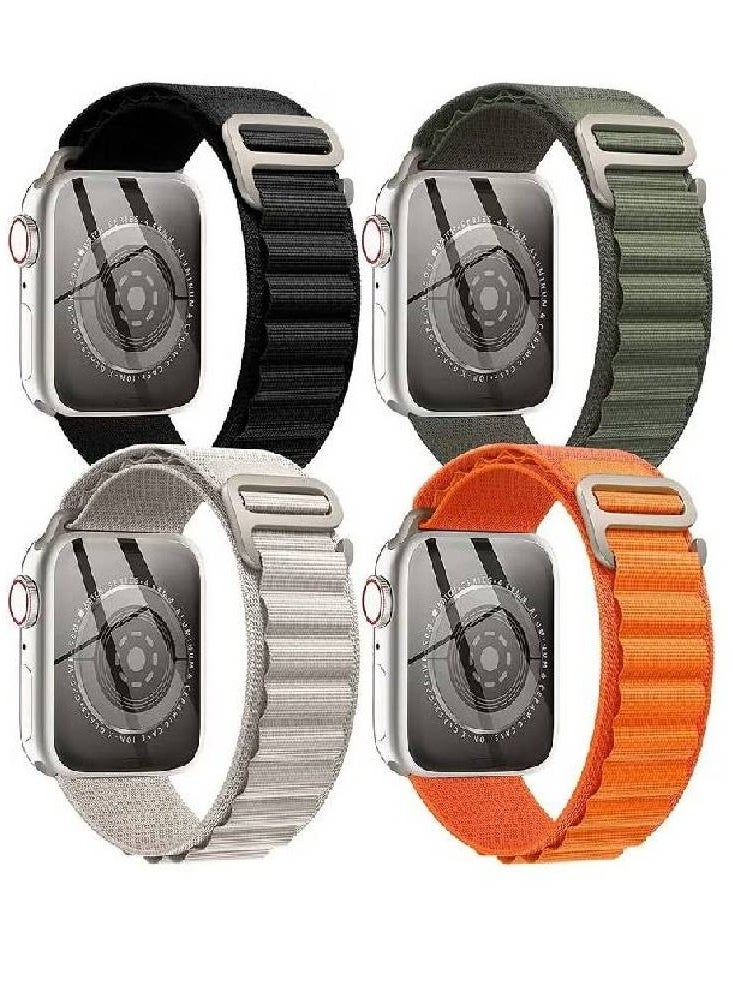 GENNEXT - 4 Pack Alpine Loop Nylon Band Compatible with Apple Watch Band 42mm 44mm 45mm 49mm Women Men,Adjustable Metal G-Hook Strap for iWatch Ultra Series SE 8/7/6/5/4/3/2/1 - Image 1