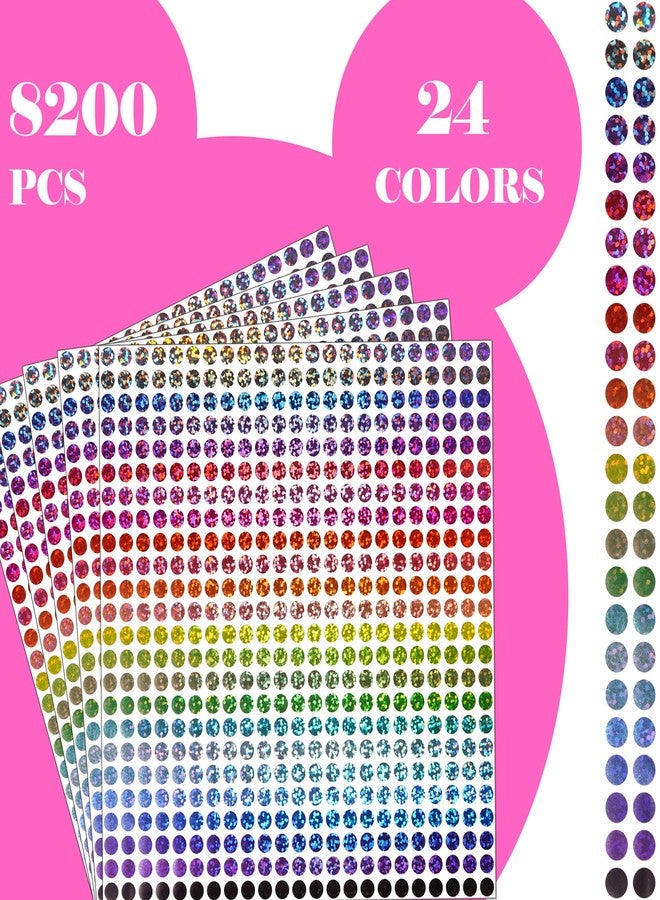 YSHIHE Holographic Dot Stickers, 8200 PCS 1/4 Inch 24 Colors Small Circle Sticker - Image 2