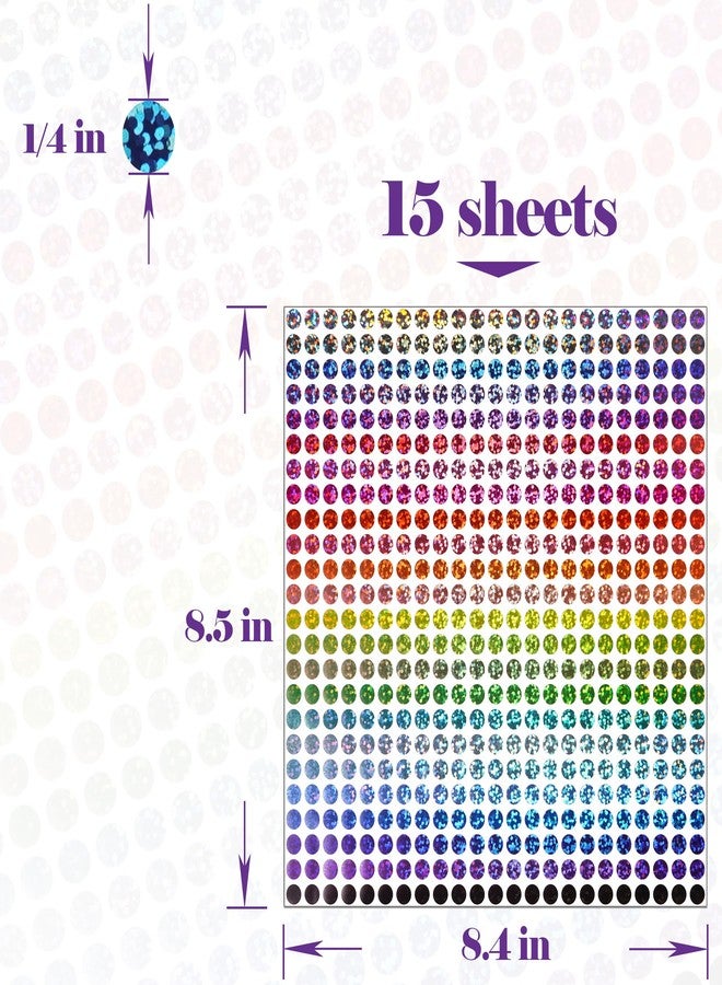 YSHIHE Holographic Dot Stickers, 8200 PCS 1/4 Inch 24 Colors Small Circle Sticker - Image 3