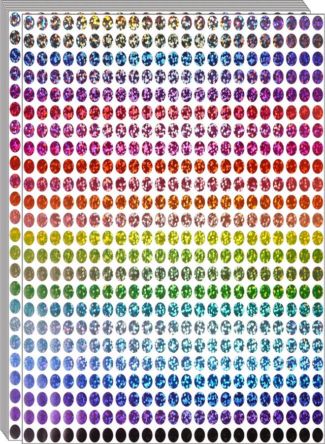 YSHIHE Holographic Dot Stickers, 8200 PCS 1/4 Inch 24 Colors Small Circle Sticker - Image 1