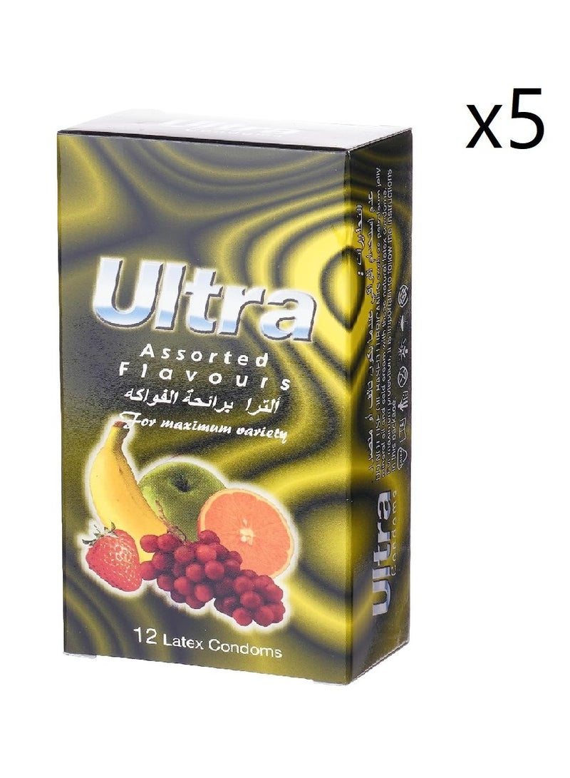Ultra Condoms With Fruity Scent, 12 Pieces- 5 Packs