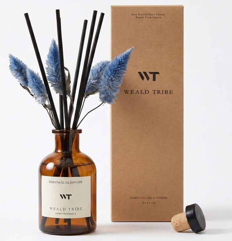 WEALD TRIBE Reed Diffuser Set for Bathroom Air Fresheners, Oil Diffuser Sticks | Sage & Sea Salt Scent 4.0 fl oz Home Fragrance with Sticks Defusers | House Bedroom Office Shelf Decor - Image 1
