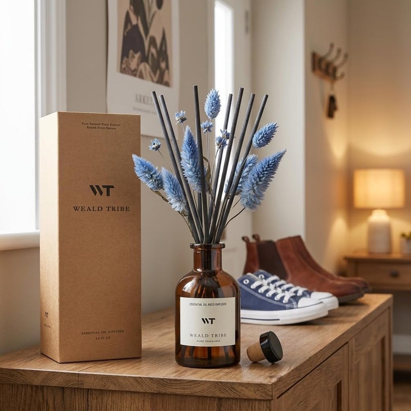 WEALD TRIBE Reed Diffuser Set for Bathroom Air Fresheners, Oil Diffuser Sticks | Sage & Sea Salt Scent 4.0 fl oz Home Fragrance with Sticks Defusers | House Bedroom Office Shelf Decor - Image 5