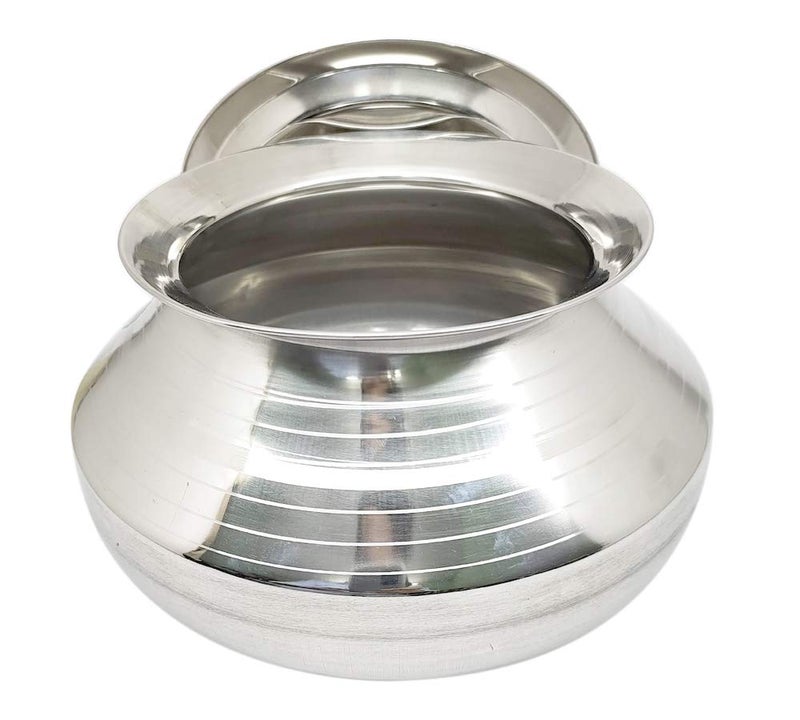 Bartan Hub Small Stainless Steel Handi Set of 3 with Lid (Pongal Handi, 1000 ML) Handi 1 L with Lid (Stainless Steel) - Image 4