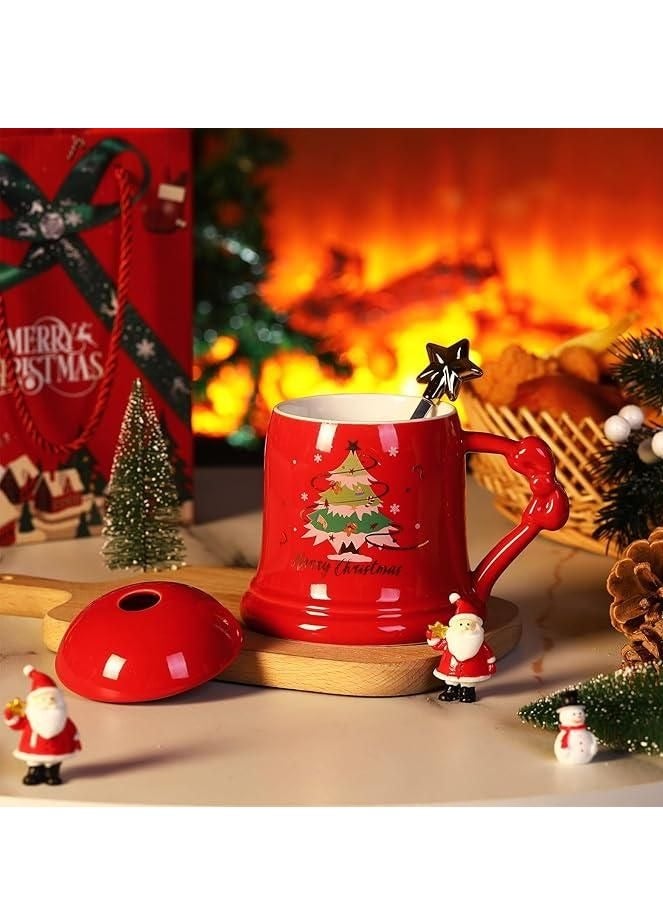 كوب جلجل بيل من السيراميك لعيد الميلاد مع غطاء - أحمر - Image 1