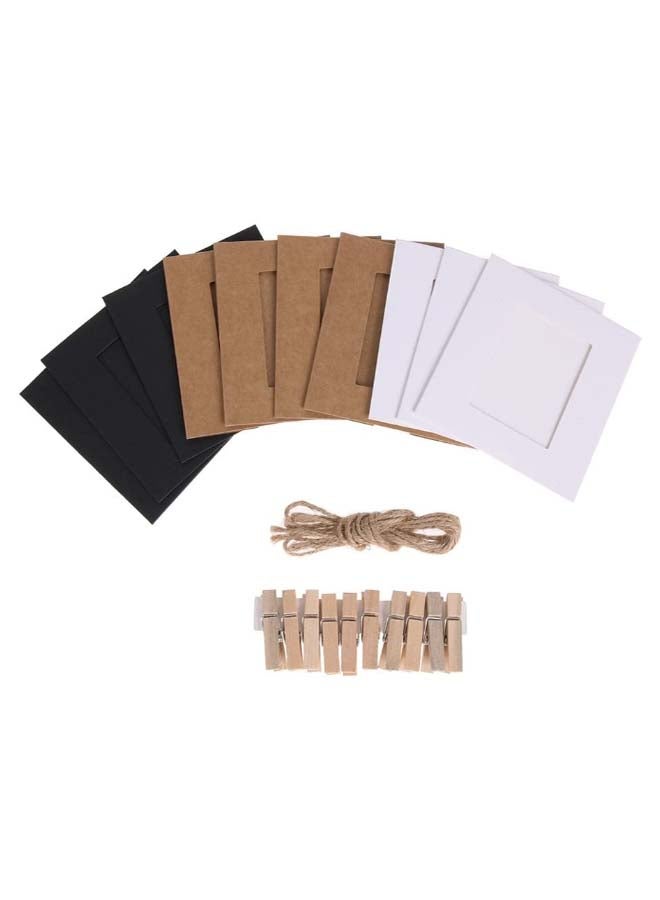 20-Piece Photo Holder Clip Frame Set With Rope Black/White/Brown 11.5 x 15.5centimeter - Image 1
