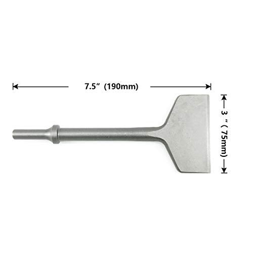 SPKLINE 3 Inch Wide Air Chisel Bit, Pneumatic Tile & Thinset Scaling Chisel - 0.401 Inch Shank, Wall & Floor Tile Remover, Floor Scraper, Works with Air Hammer - Image 2
