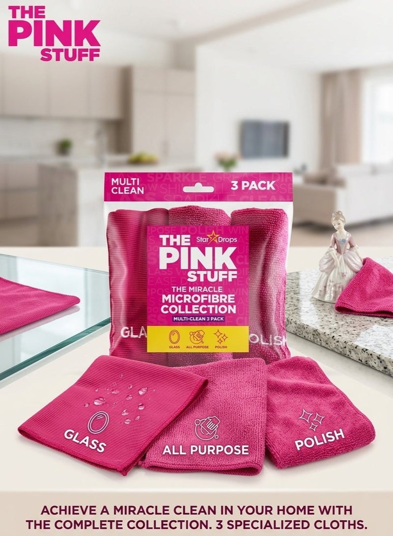 THE PINK STUFF Stardrops – The Pink Stuff – Miracle Microfibre Cloth Collection 3 Pack - Image 2