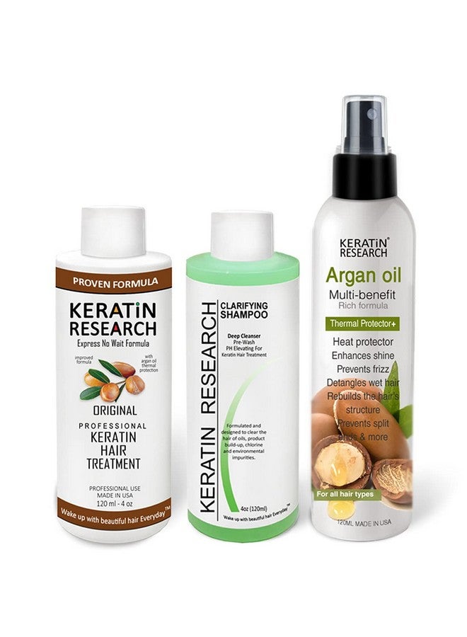 KERATIN RESEARCH Complex Brazilian Keratin Hair Blowout Treatment Professional Results Straighten And Smooths Hair With Thermal Protection Spray Queratina Keratina (4Oz+4Oz+4Oz)  - Image 2