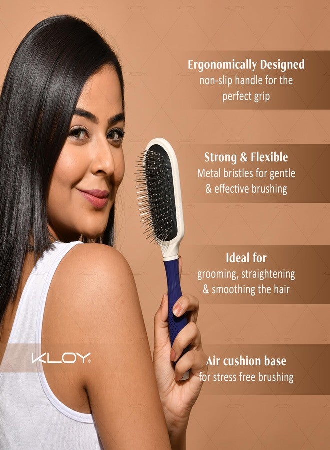 KLOY Vogue Paddle Hair Brush with Large Coverage, Flexible Soft Ball-Point Bristles for Men & Women (Blue) - Image 3