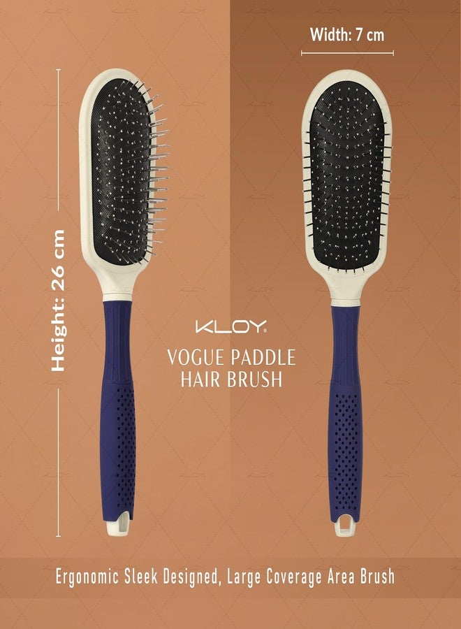 KLOY Vogue Paddle Hair Brush with Large Coverage, Flexible Soft Ball-Point Bristles for Men & Women (Blue) - Image 4