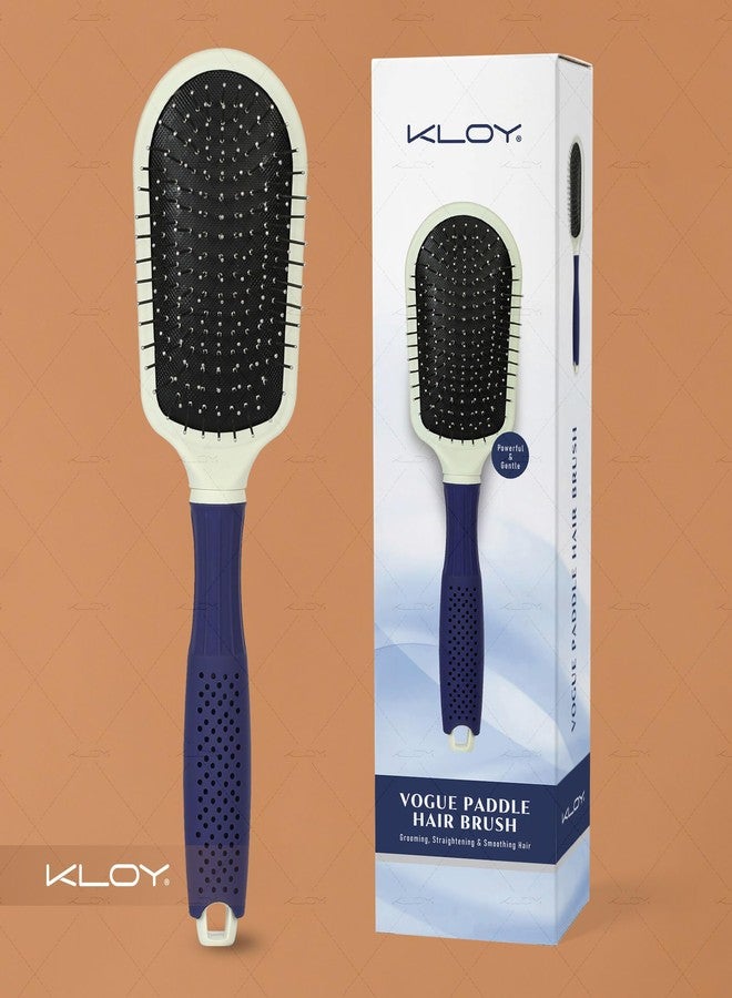 KLOY Vogue Paddle Hair Brush with Large Coverage, Flexible Soft Ball-Point Bristles for Men & Women (Blue) - Image 2