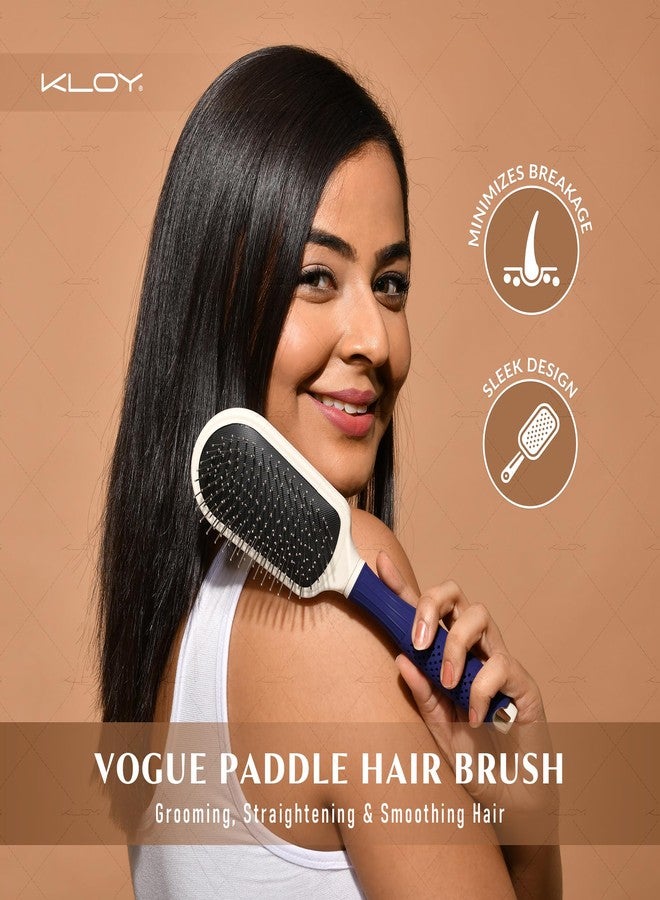 KLOY Vogue Paddle Hair Brush with Large Coverage, Flexible Soft Ball-Point Bristles for Men & Women (Blue) - Image 5