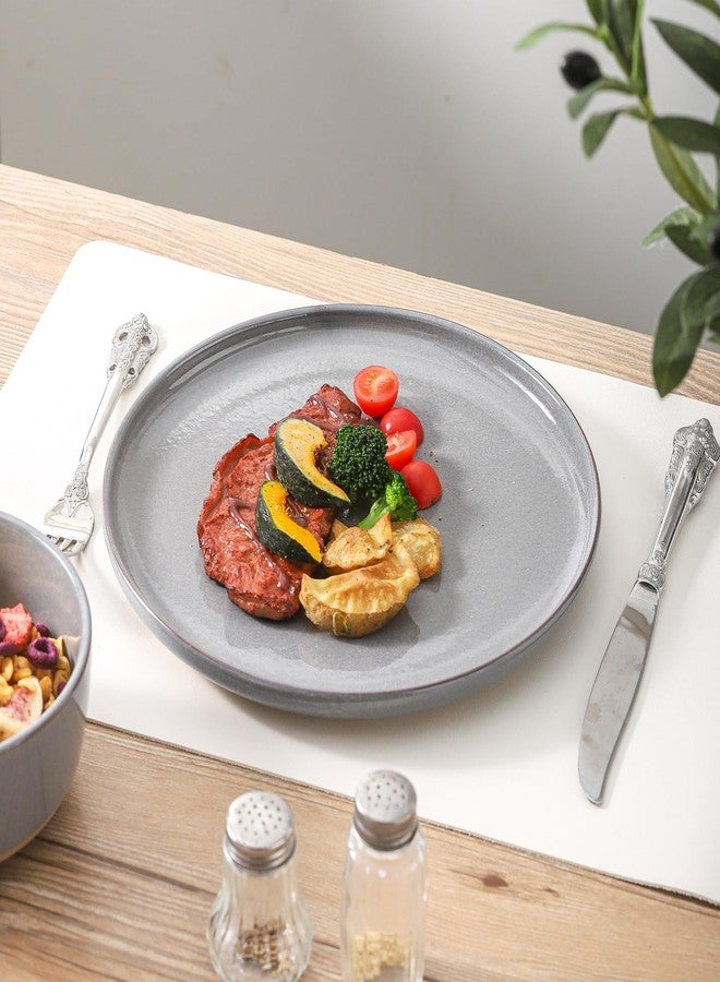 Tikooere Ceramic Dinner Plates Set of 4,Stoneware 10 Inch,Microwave,Dishwasher and Oven Safe,Porcelain Dessert Plates for Pasta,Salad and Steak,Dishes Set for Kitchen,Scratch Resistant,Gray - Image 4