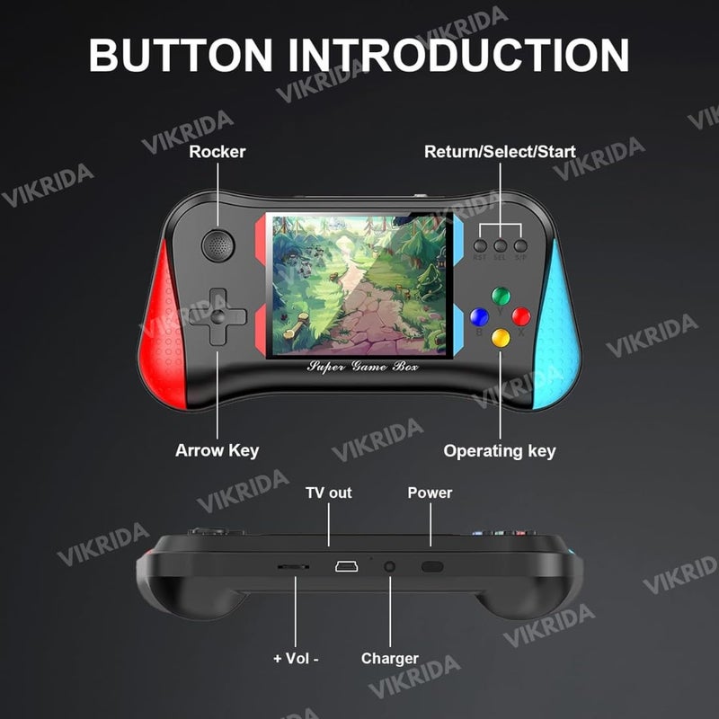 VikriDa Handheld Retro Video Games for Kids X7M 500-in-1 Retro Game Console TV Compatibility Rechargeable Gamepad (Pack of 1) (X7M Video Game),Multicolor - Image 4