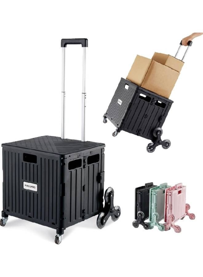 Foldable Shopping Cart with Telescopic Handle for Grocery, Portable Rolling Cart with 4 Rotate Wheels  - Image 3