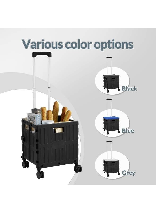Foldable Shopping Cart with Telescopic Handle for Grocery, Portable Rolling Cart with 4 Rotate Wheels  - Image 4