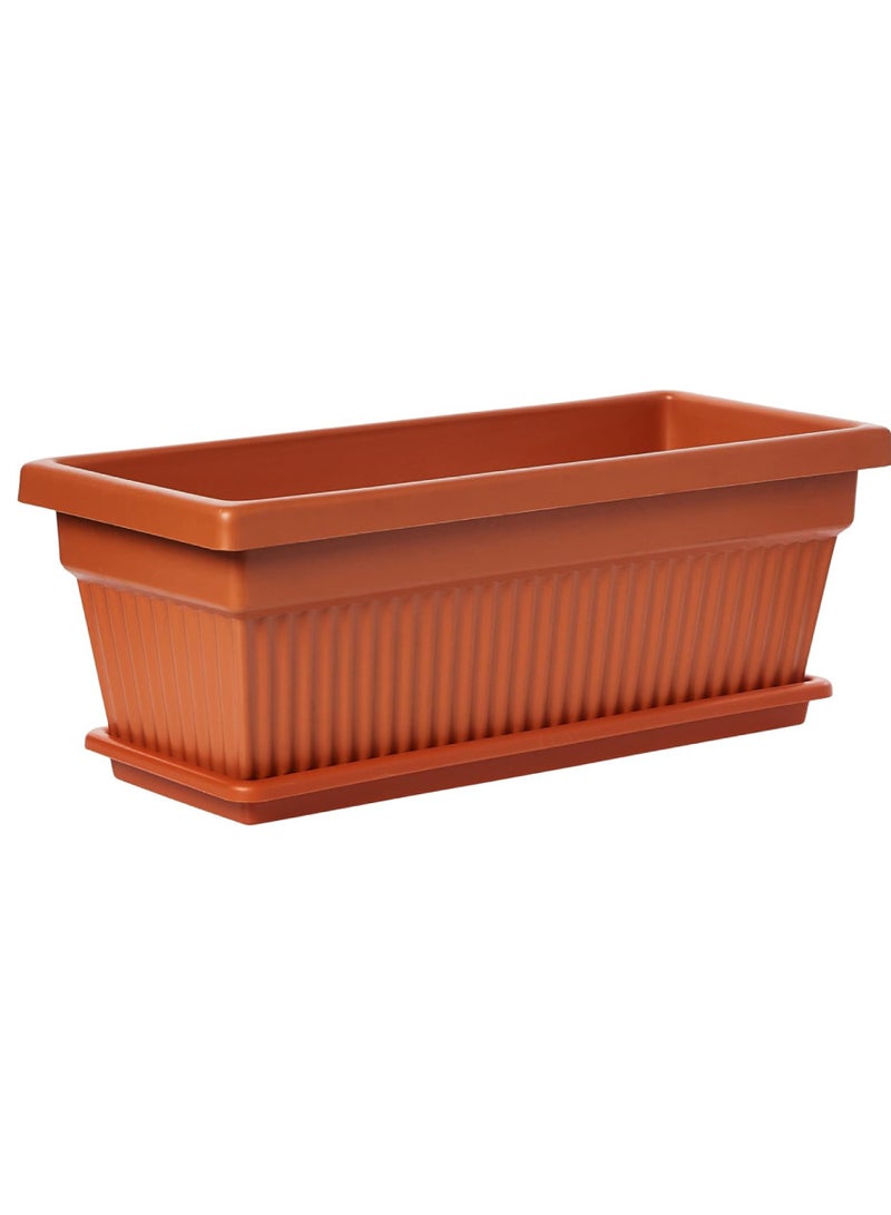 Generic Rectangular Planter Tray Flower Pot Saucer Long Plastic Flower Pot Gardening Supplies Plastic Rectangular Flower Planters With Tray 49 x 17 x 14 cm  - Image 4
