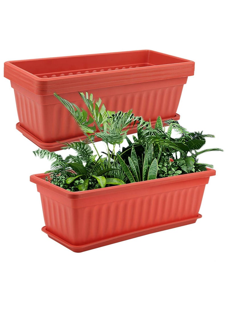 Generic Rectangular Planter Tray Flower Pot Saucer Long Plastic Flower Pot Gardening Supplies Plastic Rectangular Flower Planters With Tray 49 x 17 x 14 cm  - Image 1