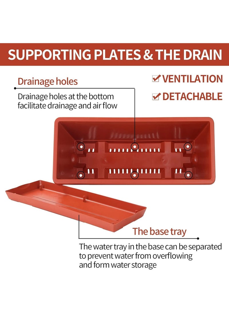 Rectangular Planter Tray Flower Pot Saucer Long Plastic Flower Pot Gardening Supplies Plastic Rectangular Flower Planters With Tray 49 x 17 x 14 cm - Image 2