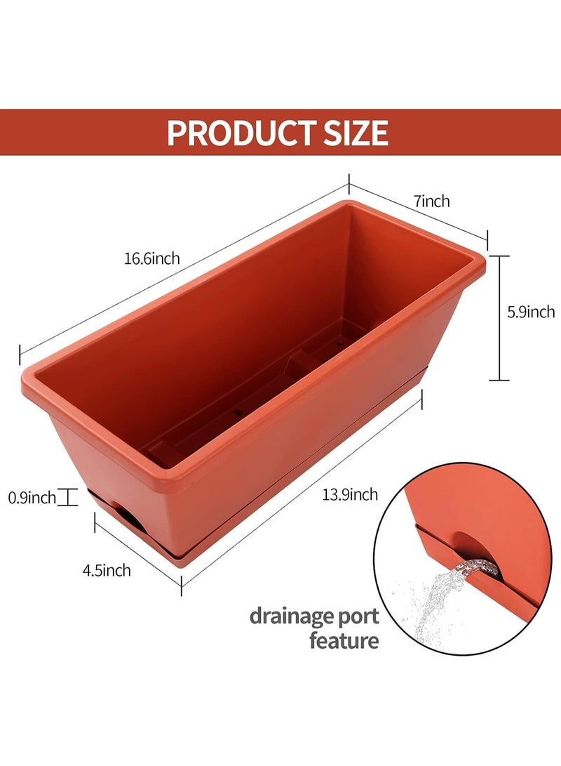 Rectangular Planter Tray Flower Pot Saucer Long Plastic Flower Pot Gardening Supplies Plastic Rectangular Flower Planters With Tray 49 x 17 x 14 cm - Image 4
